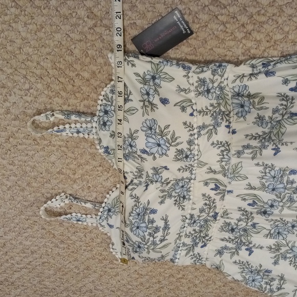 High-Low Boho Dress Dark Florals Plus Size Stretch Soft Homecoming White dainty - Picture 7 of 13